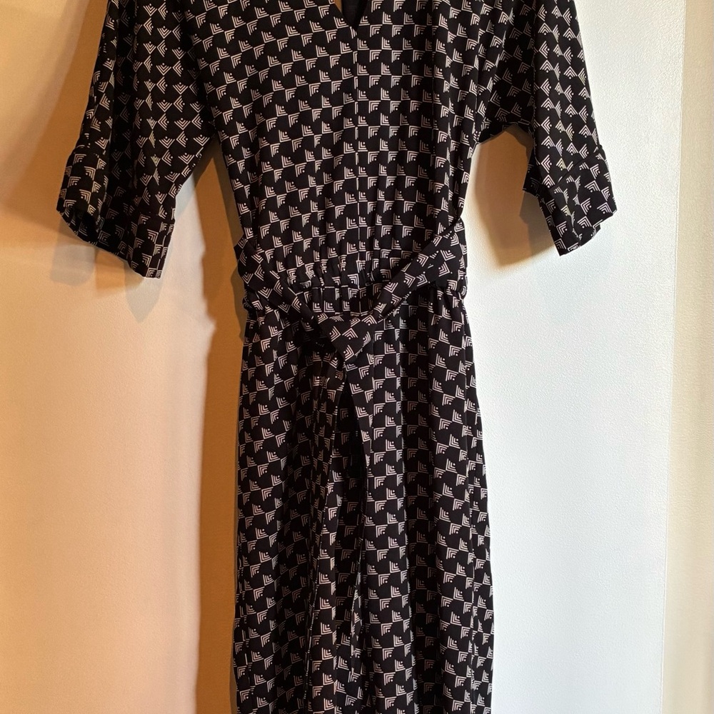 Joie Black and White Geometric Kimono-Sleeve Jumpsuit